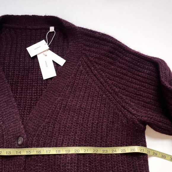 Vince Ribbed Wool Blend Pocket Cardigan H Plum Wine Size XXXL NEW NWT - Picture 7 of 10